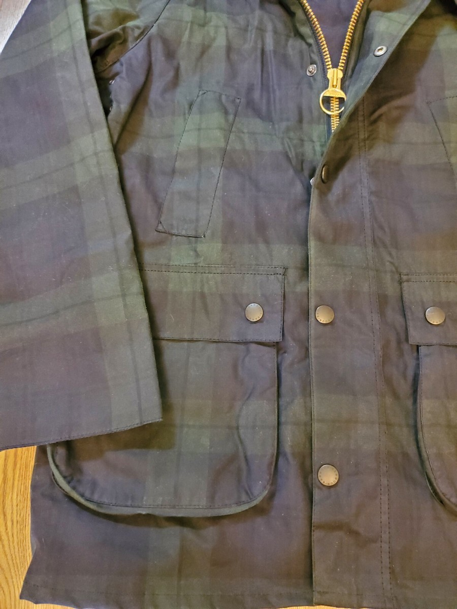 Barbour SL Bedale Wax Jacket Blackwatch Plaid Size 40 Brand
