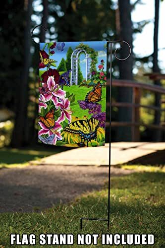 112085 Butterflies In The Garden Flower Flag Double Sided Flower 12x18 Inch - Picture 4 of 5
