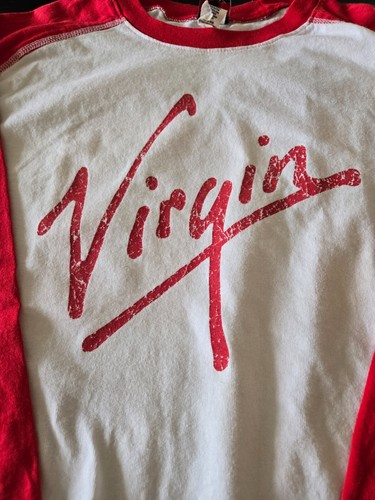 VINTAGE Men's Virgin Records New York Large Long Sleeve T-Shirt Baseball USA - Picture 5 of 8