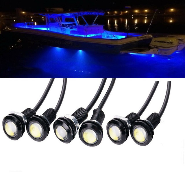 6x Blue LED Boat Light Waterproof 12v Deck Storage Kayak Bow Trailer