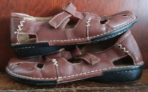 Women's Sz 10 Josef Seibel Brown Woven Leather Pull On Fisherman's Sandals | eBay