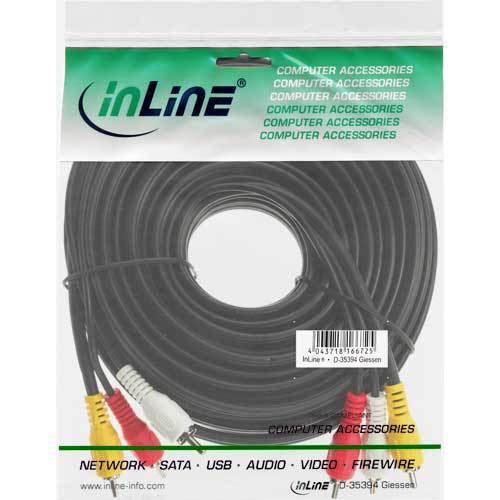 Thumbnail - Inline Cinch Kabel, Audio&video, 3xstecker/3xstecker, Schwarz, 0.5m