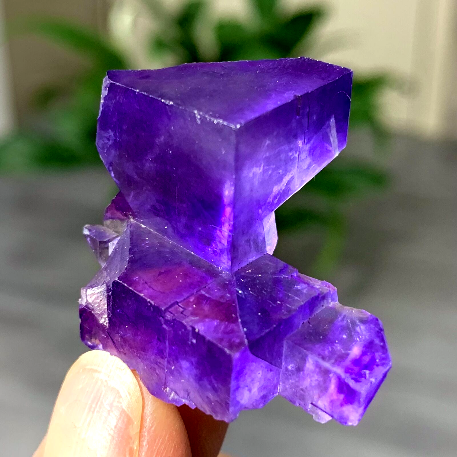 21G Natural Transparent Purple Staircase Fluorite Crystal Specimen from China