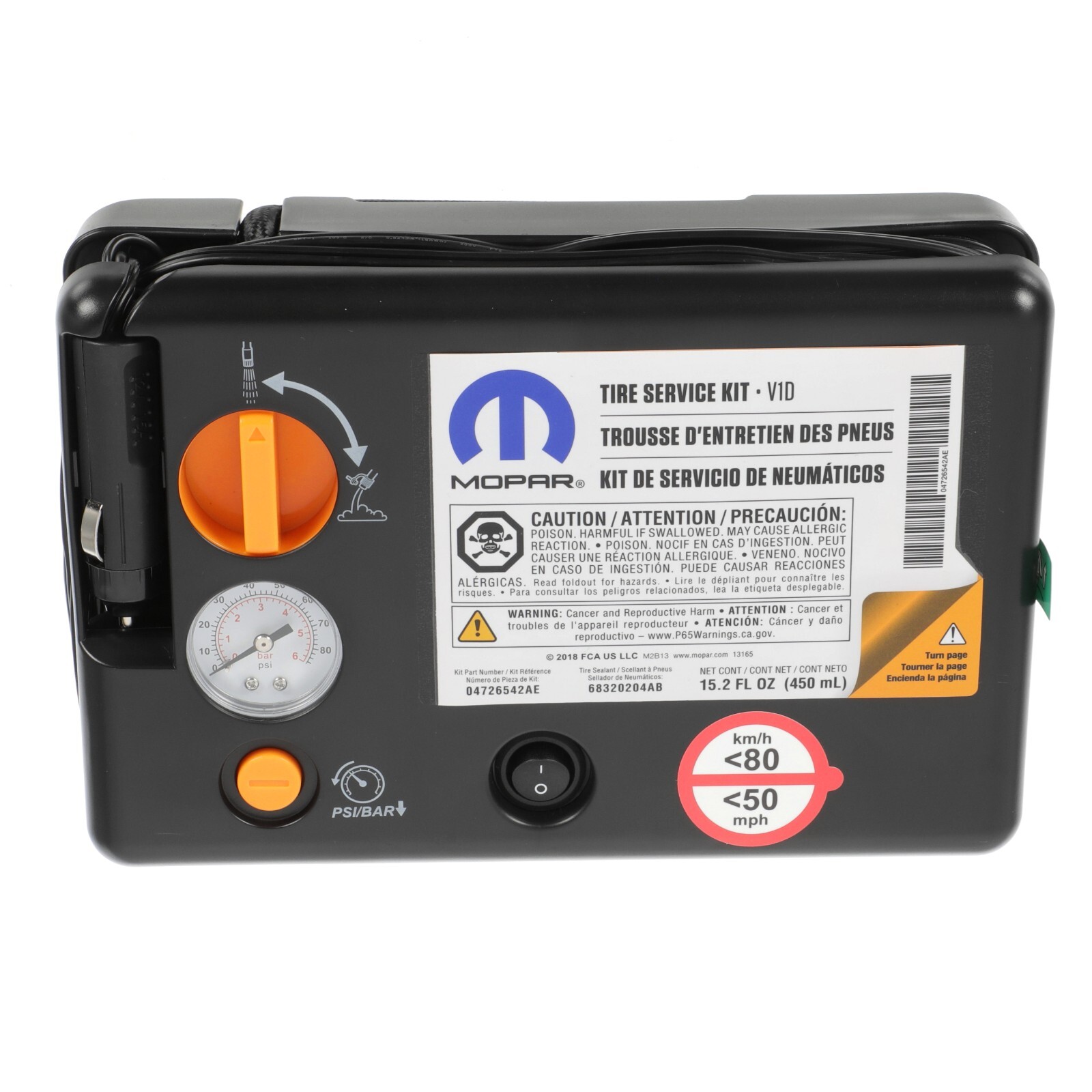 Compresor inflador de neumáticos para Jeep Dodge Chrysler RAM Fiat 2008-2023 (P/N 68640368AA)
