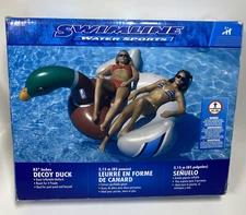 Swimline 90703 Giant Decoy Duck Mallard Ride-On Inflatable 83" Room For 2 People