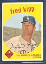 1959 Topps #258: FRED KIPP White Back, Los Angeles Dodgers RC ~ VG-EX