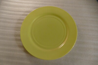 Vintage Hazel Atlas dinner plate, strange yellow-green color, 9'' some wear