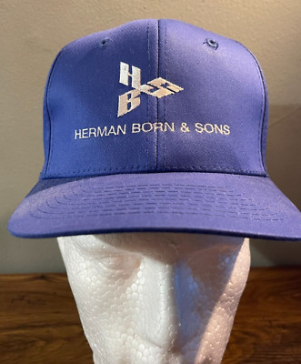 Vintage Advertising Herman Born & Sons Trucker Hat Cobra Caps Snapback Blue