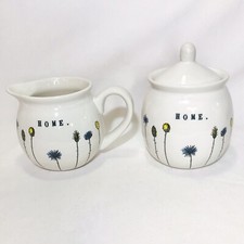 Rae Dunn Artisan "Home." Sugar Bowl And Creamer Set Typewriter Wildflower