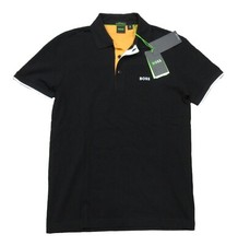 Hugo Boss Men's Black Paddy 3 Solid Mesh Regular Fit Short Sleeve Polo Shirt