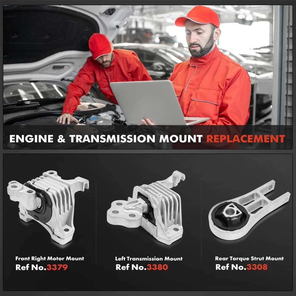 3x Montaje de motor automático y montaje de transmisión para Chrysler 200 15-17 Jeep Cherokee Foto 2 de 4