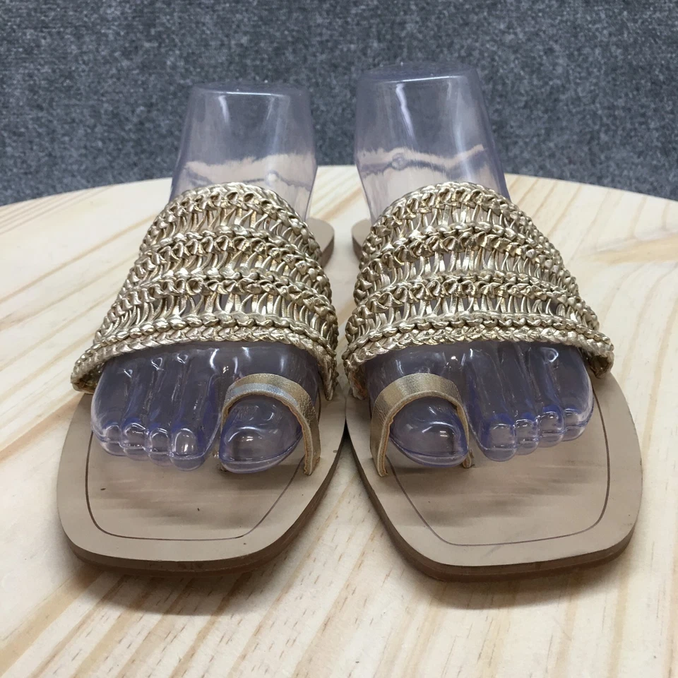 Tahari Sandals Womens 10M Frank Slide Gold Toe-Loop Open Toe Casual Comfort Flat - Image 4 of 4