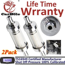 2 9748 3/8" Hot Universal Fuel Filter ​Clear View Inline Chrome Hose Barb Petrol