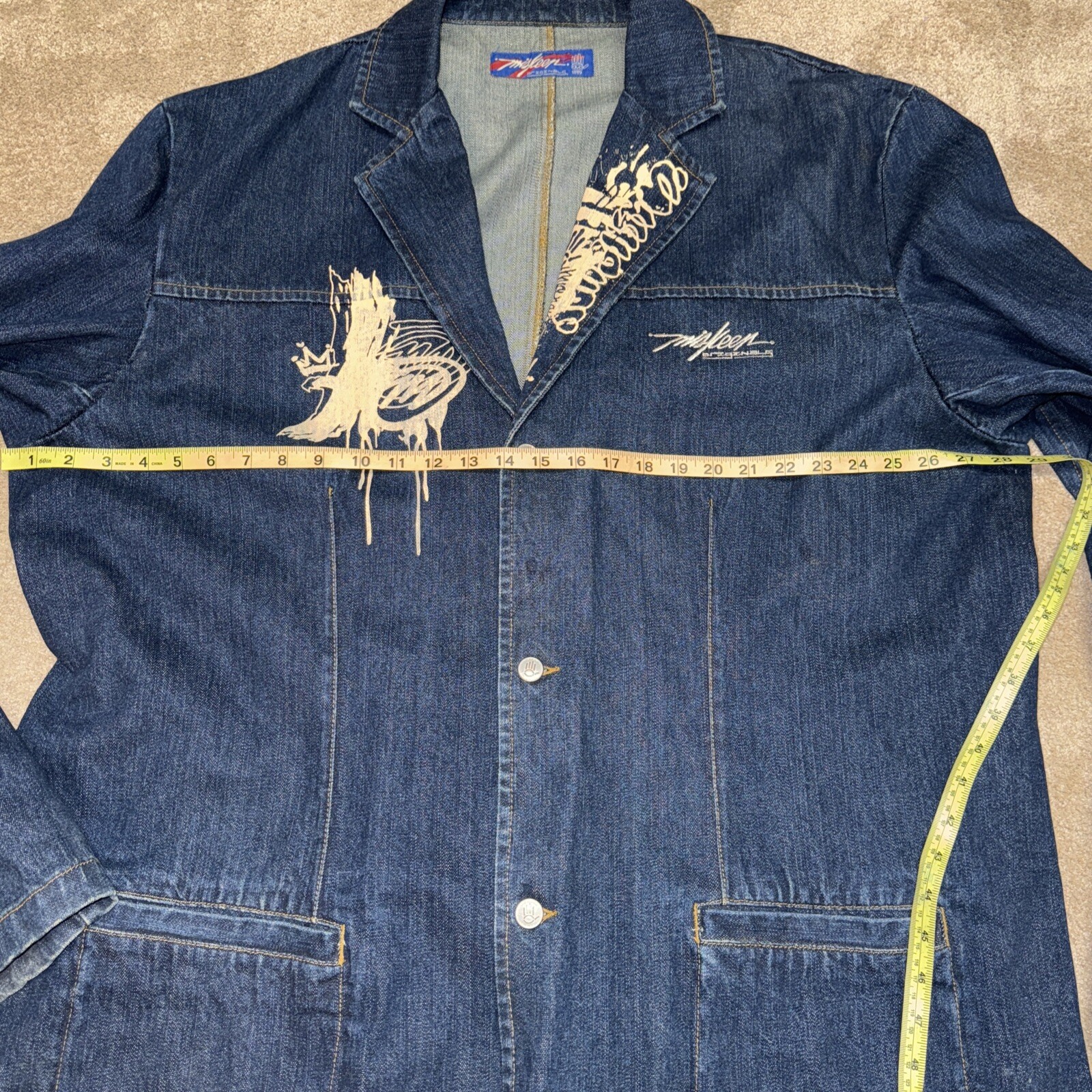 Y2K Miskeen Original Denim Blazer Jacket Size 4XL image 9