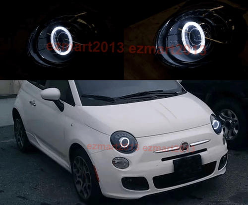 cotton LED halo rings for Fiat 500 2012-2015 headlight LED demon eyes lamp DRL - Picture 2 of 18
