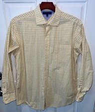Tommy Hilfiger Mens Cotton Regular LS Button Up Yellow Checkered Shirt L 16.5
