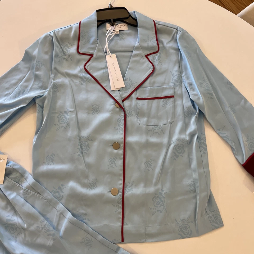 КРОВАТЬ на бранч для Nordstrom 2 изделия пижамы XS комплект PJ Baby синие розы новый w ярлыки - Изображение 2 из 4