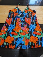 Womens shein curve black floral tank dress sz 0xl