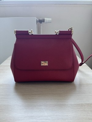 Dolce & Gabbana Medium Sicily Handbag   Red Dauphine Leather