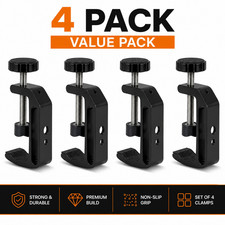 4-Pack Heavy Duty Universal C-Clamp 1/4" 3/8" Thread Camera Desk Mount Holder
