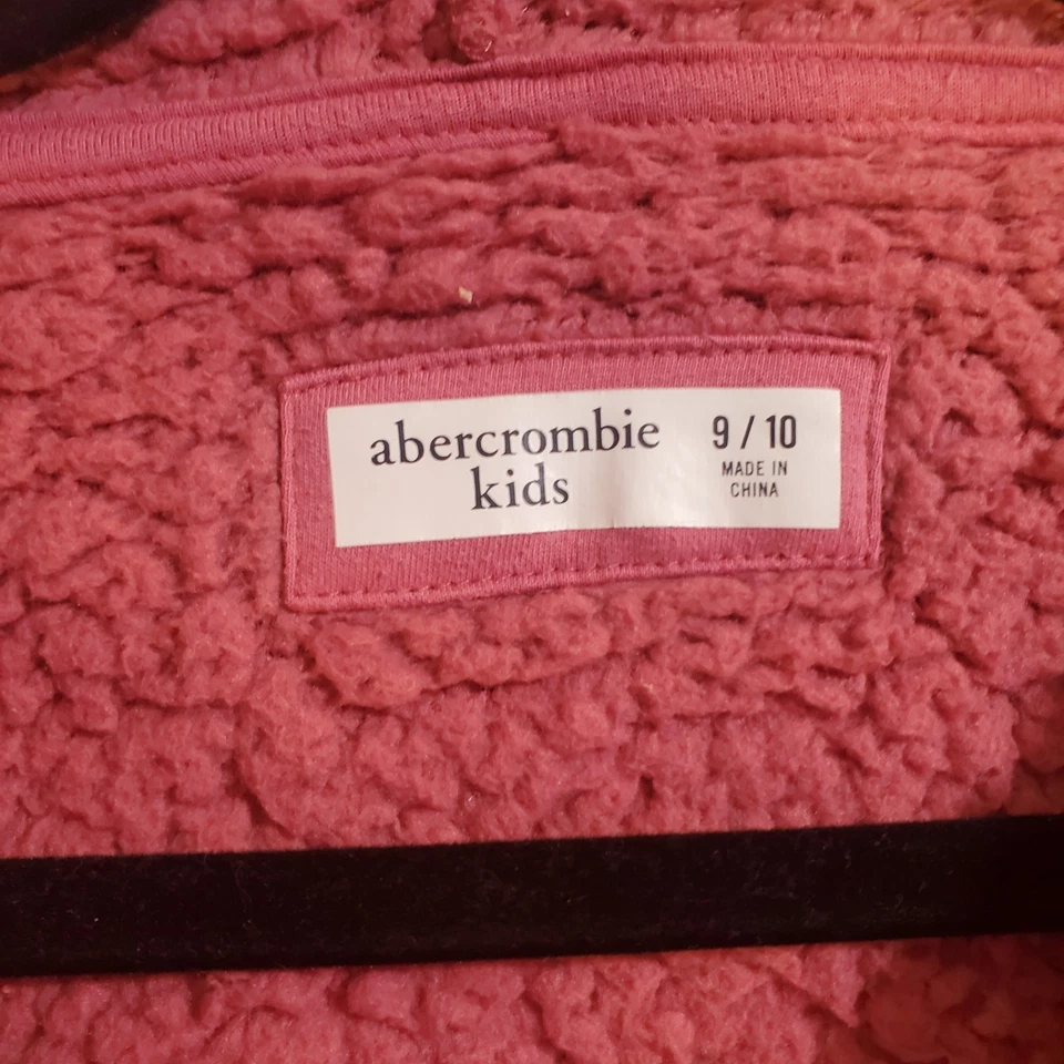 Abercrombie & Fitch Pink Fleece 1/4 Zip Cozy Soft Sherpa Faux Fur Hoodie (9-10) - Image 2 of 4