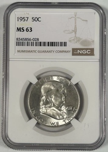 1957 Franklin Half Dollar Coin NGC MS 63