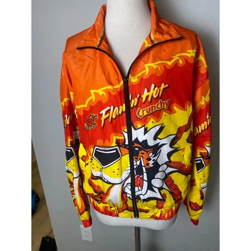 Forever 21 Cheetos Flamin Hot Crunchy Windbreaker Jacket Chester Cheetah Small - product listing photo