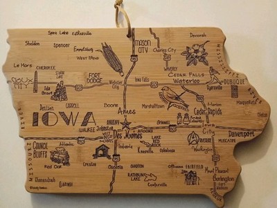 Destination Iowa, Totally Bamboo Brand, 15'', Cutting Board, Used