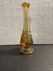 Fenton 50th Anniversary Bud Vase Hand Painted Flower Signed J. Powell Amber EUC