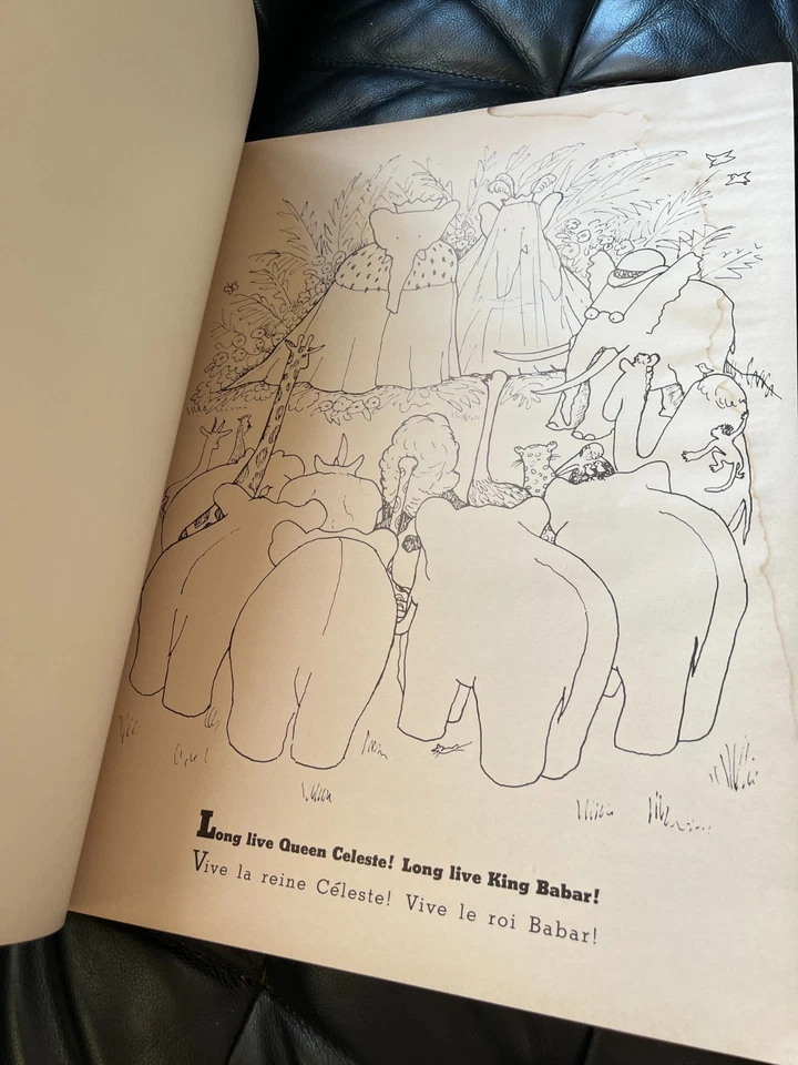 1961 THE COLORFUL WORLD OF BABAR Jean De Brunhoff 14X20" Coloring Painting Book Foto 4 de 4