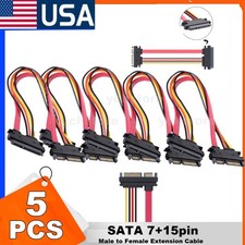 5PCS SATA 7 15pin Male to Female Extension Cable HDD Data  Power Combo Extender