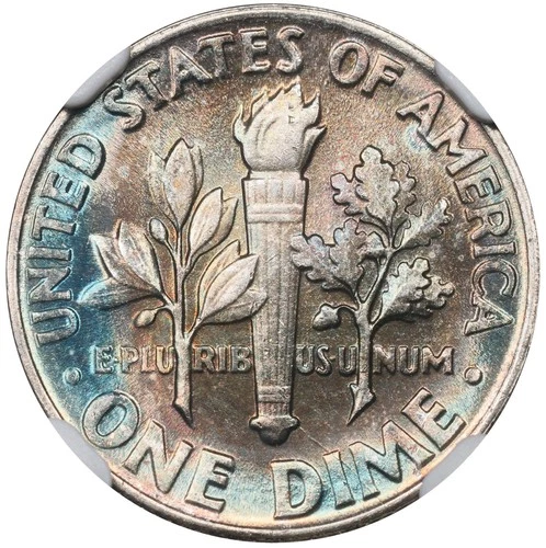 1960 Toned Roosevelt Dime NGC MS 67 FT FB See Video Toning Silver Coin 10C