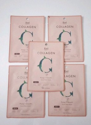 5x Rael Beauty Collagen Plump + Smooth Facial Sheet Wrinkle Mask SHIPS FREE
