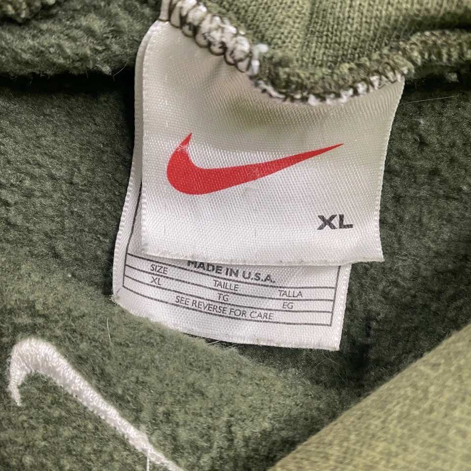 Sudadera con capucha vintage Nike Center Swoosh para hombre XL verde salvia descolorida 90S a cuadros Foto 3 de 4
