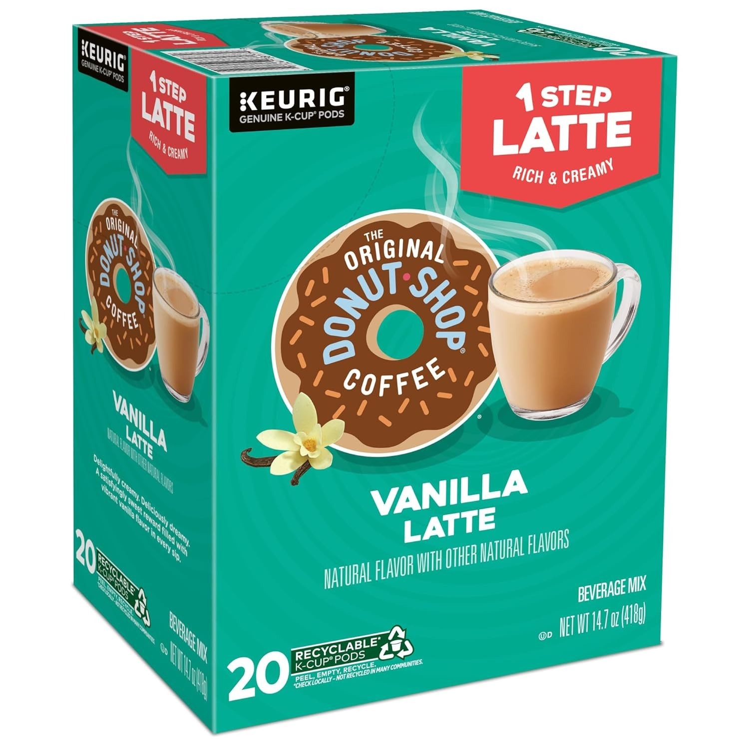 Delicious Vanilla Latte Single-Serve K-Cup Pods - 20 Count Creamy Indulgence