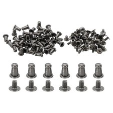 100 Sets 4mm Studs and Spikes Leather Rivets Cone Spikes Button Head Grey
