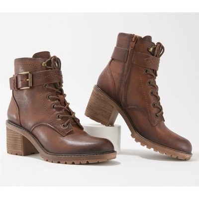 ZODIAC Gemma Leather Size Zip Lace Up Combat Riding Boot 8.5 B17B