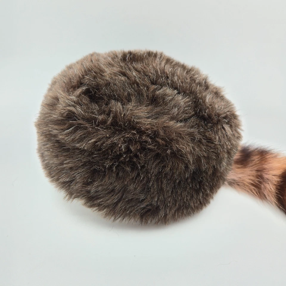 Faux Fur Coonskin Cap Davy Crockett Hat Medium Brown Tail Made in USA by J HATS - Image 2 of 4