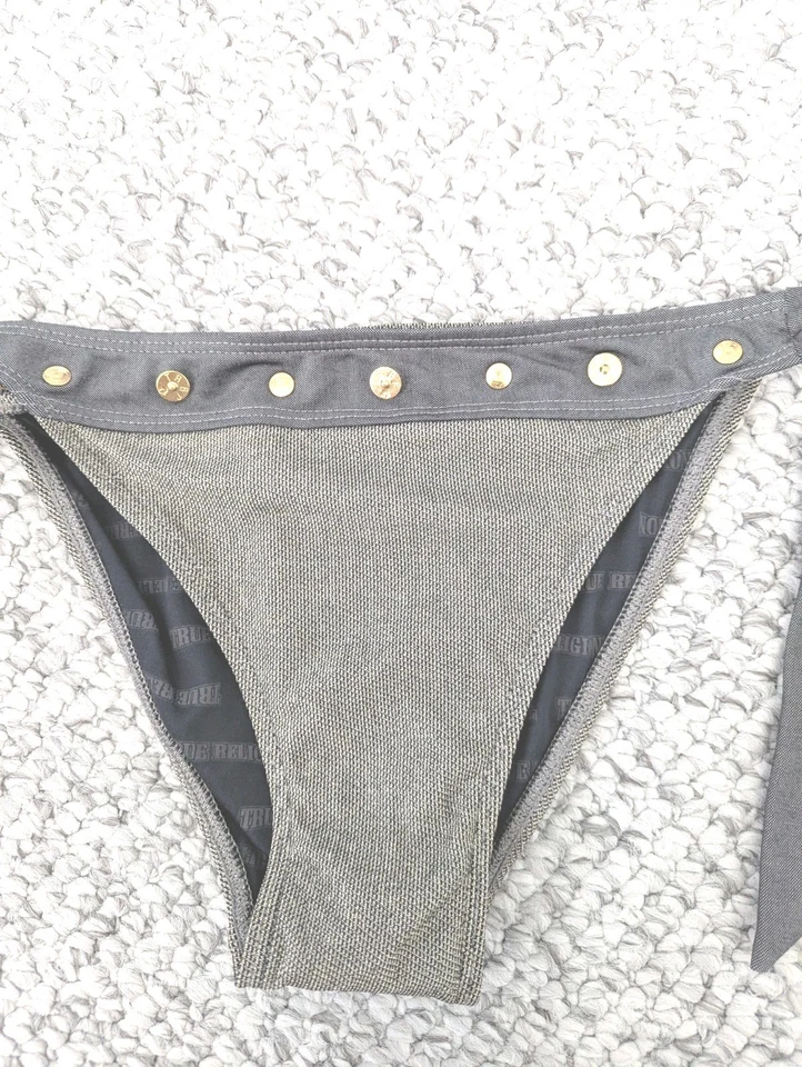 Новый без ценников True Religion женщин (размер L) серый и металлический низ бикини с золотыми акцентами - Изображение 2 из 4