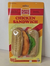 1987 Burger King Play Food Chicken Sandwich & Wrapper Toy MTC Vintage SEALED NOS