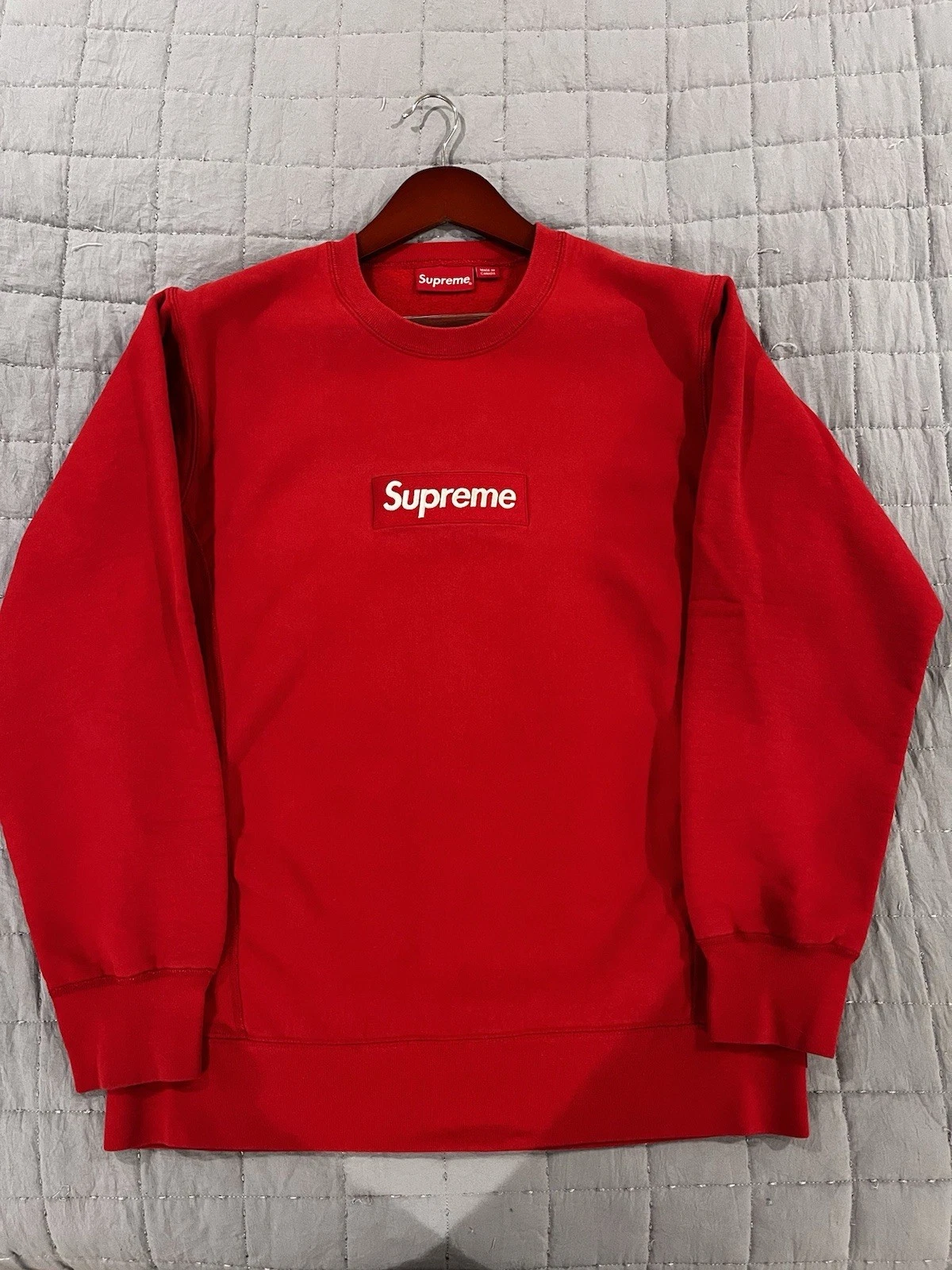 Sweat col rond rouge logo Supreme Box taille L SS15