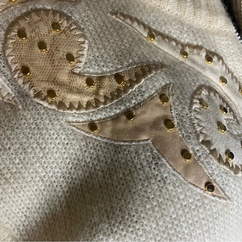 Vtg 80s Wool Mohair Embroidered Patchwork Cardigan Size S Old Money Coquette, Size S, $30 - Photo 7