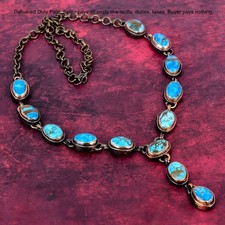 Tibetan Turquoise Gemstone Necklace Electroformed Copper Adjustable Necklace