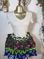 African Print Multicoloured Ruffled Mini Skirt with Elastic Waistband Size M