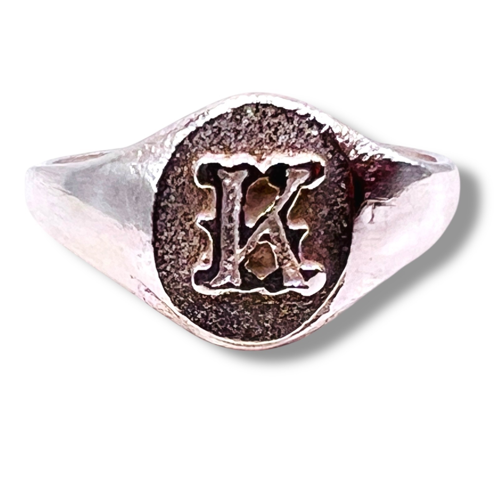 Initial Letter K Signet 925 Sterling Silver Child Baby Pinky Ring Size 3