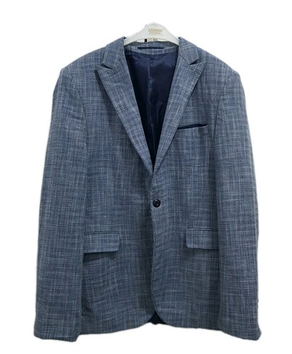 Carutte Milano Men's Blazer Size 50 Slim Fit Plaid Wool Blend Sport Coat Blue 