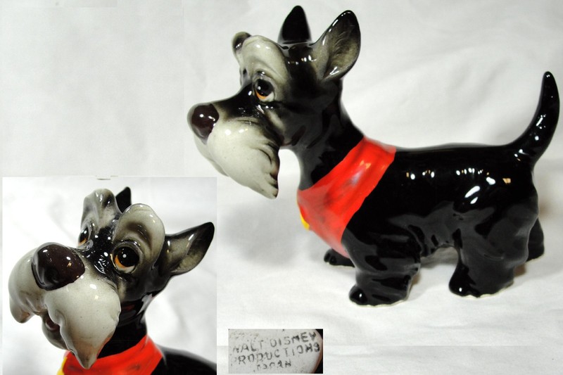 Vtg Walt Disney Productions Scotty Terrier Dog Jock Ceramic Figurine Lady Tramp
