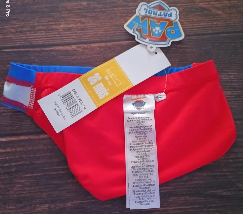 PAW Patrol slip de bain garçon rayé rouge/bleu/blanc Pat’Patrouille 36 mois - Photo 3/3