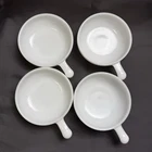 White Milk Glass Bowls With Handle Set Of 4  Vintage 11 - 12 Oz