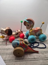 Vintage 1968 Fisher Price Little Snoopy , patch pony and tin helicopter parts.